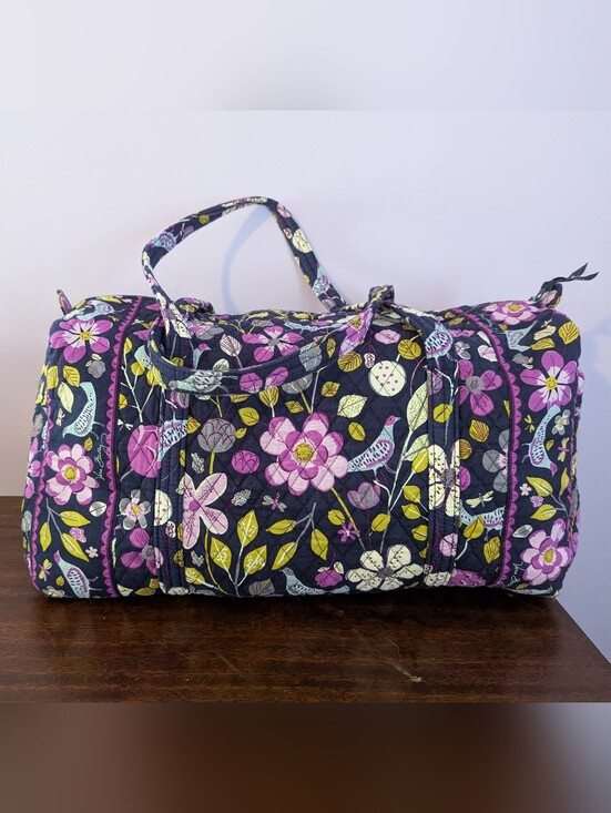 Vera Bradley Handbags - Vera Bradley Large Duffel Tote Floral Nightingale Purple Quilted Bag